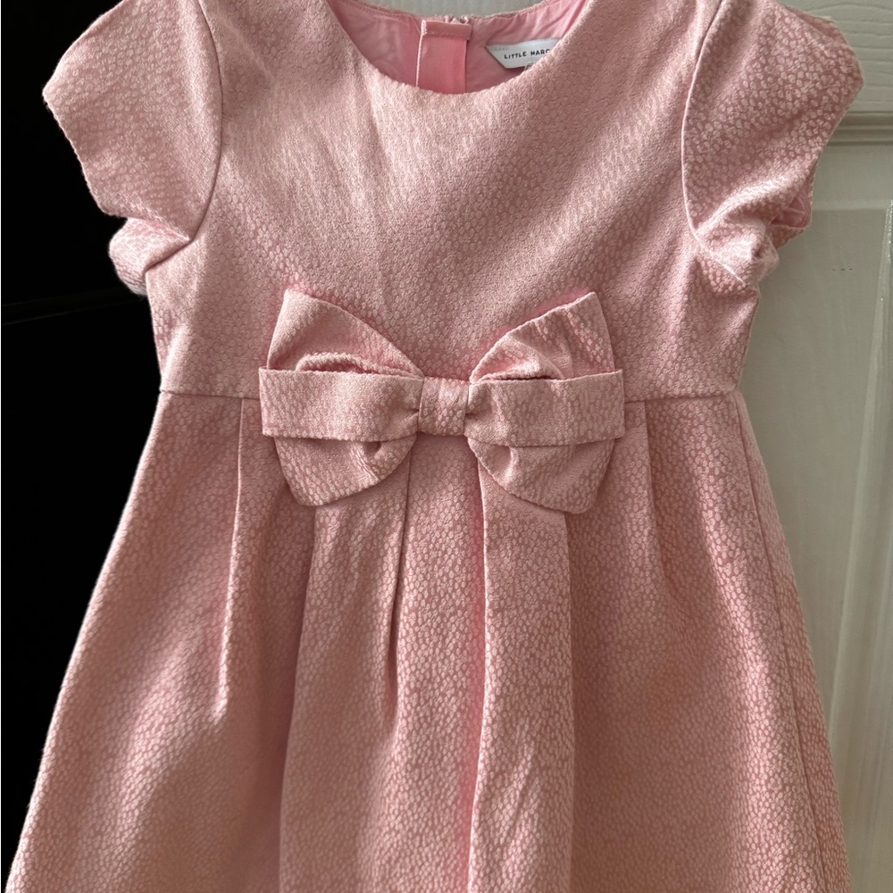 Little Marc Jacobs Pink Textured Dress with Bow